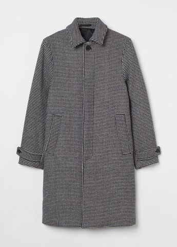 Черно-белое демисезонное Пальто шерсть бленд H&M
