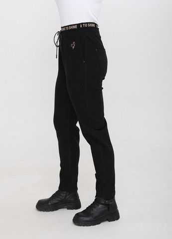 Штани жіночі чорні МОМ зимові з гумкою на талії великого розміру Estensivo mom (267226217)