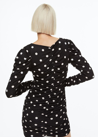 Черно-белое повседневный платье H&M в горошек