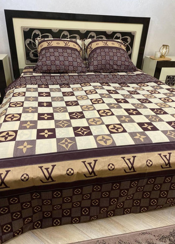 Постельное белье хлопковое Луивитон Полуторное 150 x 220 Бязь Коричневое 50 х 70 No Brand (267229334)
