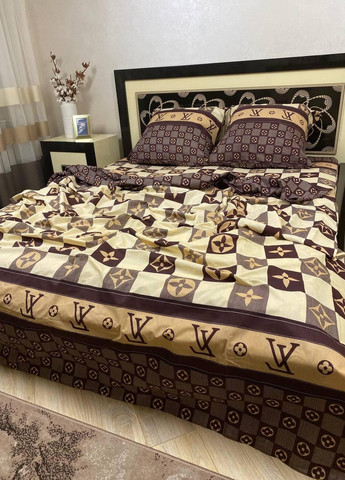 Постельное белье хлопковое Луивитон Полуторное 150 x 220 Бязь Коричневое 50 х 70 No Brand (267229334)