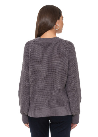Серый свободный свитер крупной вязки SVTR