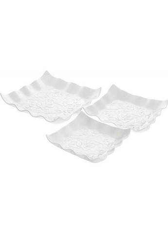 Набір 2 обідні тарілки квадратні "White City Монстера" порцеляна 30х30х7,5 см Bona (267148868)