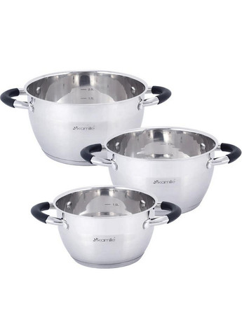 Набор 3 кастрюли Marsaili с силиконовыми ручками Ø16х10 см, Ø18х11 см, Ø20х11,5 см Kamille (267149340)