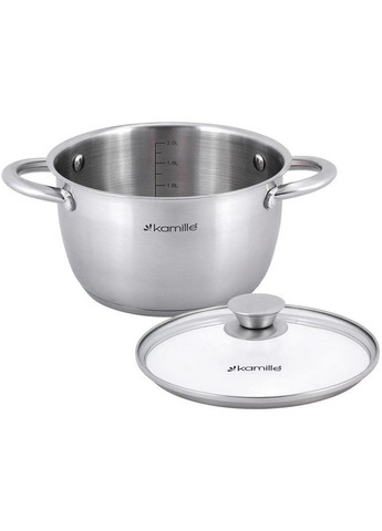 Кастрюля Gladys из нержавеющей стали, с мерной шкалой Ø20х12 см Kamille (267149346)
