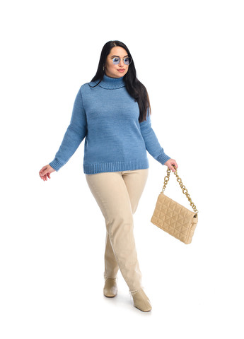 Темно-голубой классический женский свитер SVTR