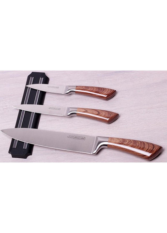 Набор 3 кухонных ножа Aubrieta на магнитной планке 20 см, 12,5 см, 9 см Kamille (267150112)