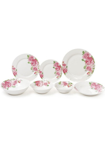 Набор 6 фарфоровых обеденных тарелок "Розовые розы" Ø27 см Bona (267149871)
