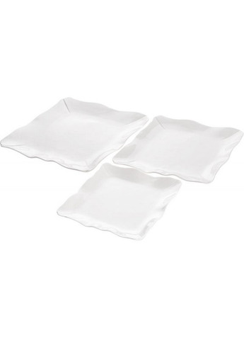 Тарелки квадратные White City Волна, набор 2 фарфоровые тарелки 25,5х25,5х2,5 см Bona (267149936)