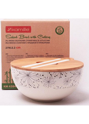 Миска из бамбукового волокна с бамбуковой крышкой и приборами Ø24,5х11,5 см Kamille (267150082)