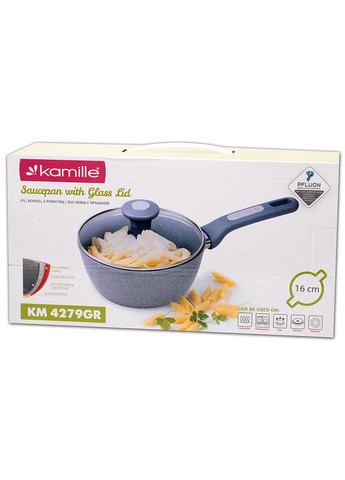 Ковш Grey Gotland со стеклянной крышкой Ø16 см Kamille (267150020)