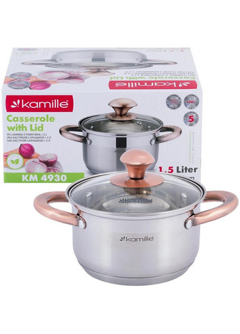 Каструля Catalin із нержавіючої сталі з мірною шкалою Ø22,5х13 см Kamille (267150042)