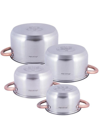 Набір 4 каструлі Catalin із нержавіючої сталі з мірною шкалою Ø16х10 см, Ø18х11 см,Ø20х12 см, Ø24х14 см Kamille (267150021)