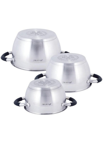 Набор 3 кастрюли Marsaili с силиконовыми ручками Ø16х10 см, Ø18х11 см, Ø20х11,5 см Kamille (267150086)