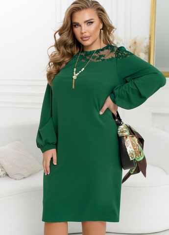 Зеленое вечернее платье с кружевами No Brand однотонное