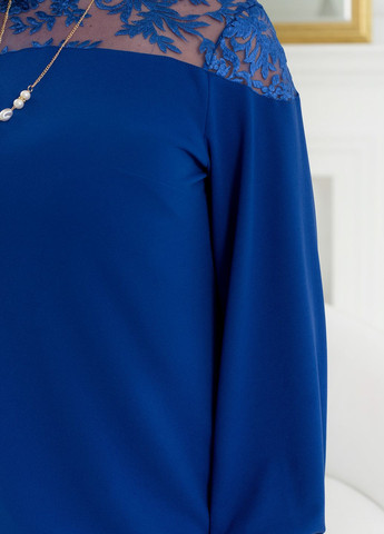 Синее вечернее платье с кружевами No Brand однотонное