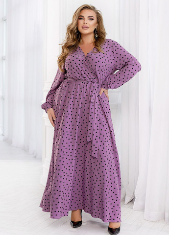 Фиолетовое вечернее вечернее платье в горошек колокол No Brand в горошек