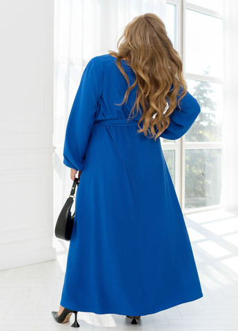 Синее вечернее платье макси колокол No Brand однотонное