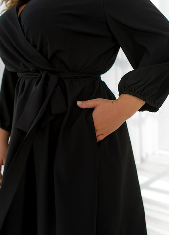 Черное вечернее платье макси колокол No Brand однотонное