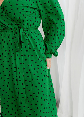 Зеленое вечернее вечернее платье в горошек колокол No Brand в горошек