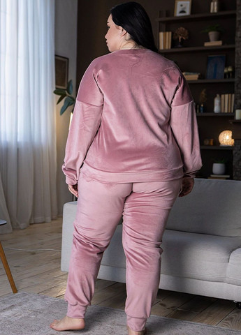 Пудрова всесезон піжама брючна тепла пп1500 пудра лонгслів + брюки MiaNaGreen