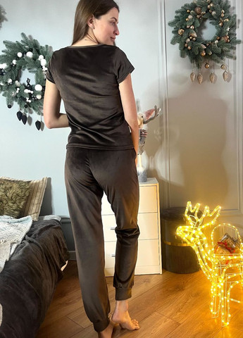 Коричнева всесезон піжама жіноча зі штанами пш1605 шоколадний MiaNaGreen