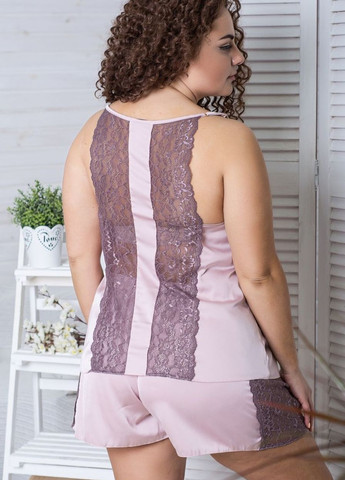 Пудровая всесезон женская пижама с кружевной спинкой пм1040 мокко MiaNaGreen