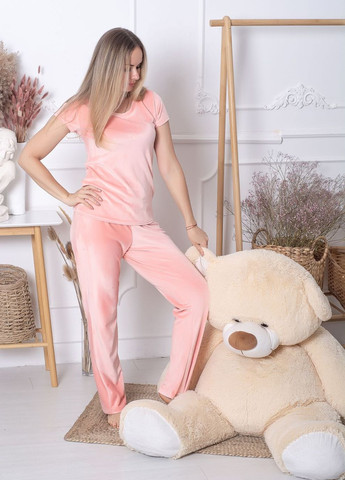 Розовая всесезон пижама плюшевая п1302 розовый MiaNaGreen