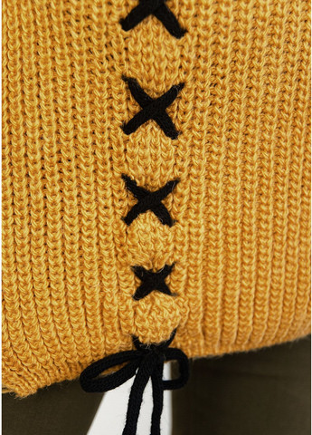Горчичный зимний вязаный свитер No Brand
