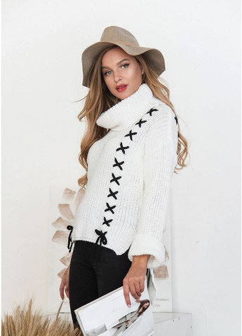 Белый зимний вязаный свитер No Brand
