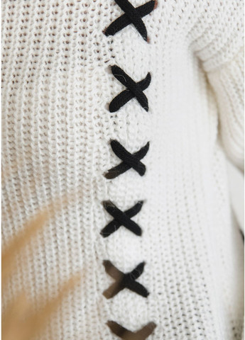 Белый зимний вязаный свитер No Brand