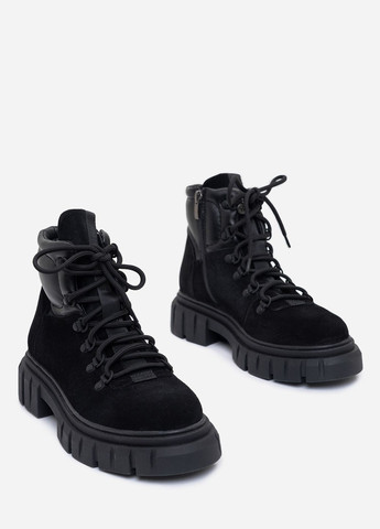 Чорні комбіновані черевики на хутрі ISSA PLUS ob2-381 (267313351)