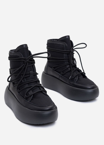 Зимние теплые черные ботинки луноходы с мембраной ISSA PLUS