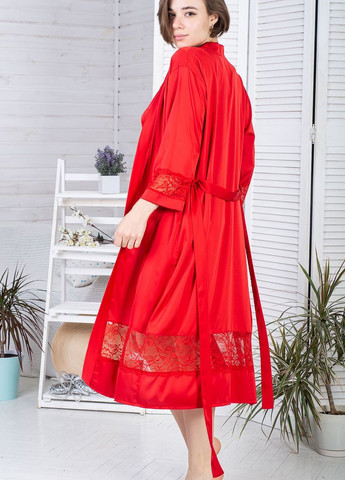 Комплект шелковый пижама с удлиненным халатом К1104п Красный MiaNaGreen (267315475)