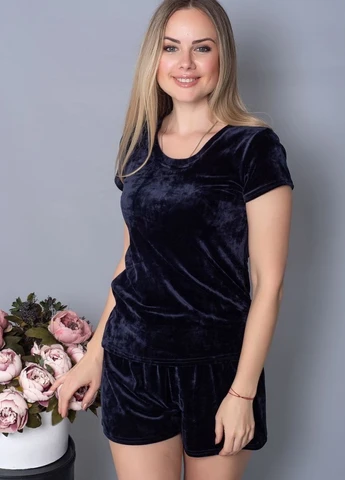 Футболка з шортами та халат для дому К1550ш Синій MiaNaGreen (267315394)