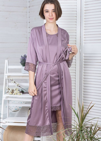 Жіночий комплект з подовженим халатом та сорочкою К1082н MiaNaGreen (267315415)