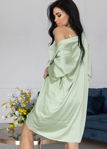 Жіночий шовковий халат Хф1071 Фісташковий MiaNaGreen (267507424)