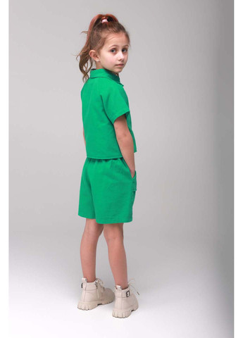 Зеленый демисезонный костюм для девочки рубашка, шорты Cemix