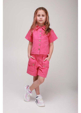 Малиновий демісезонний костюм для дівчинки сорочка, шорти Cemix