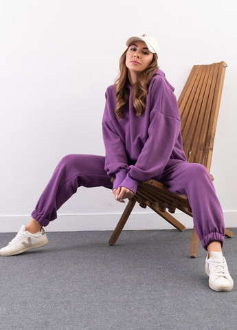 Теплый оверсайз костюм сиреневого цвета ISSA PLUS 14274 (267330424)