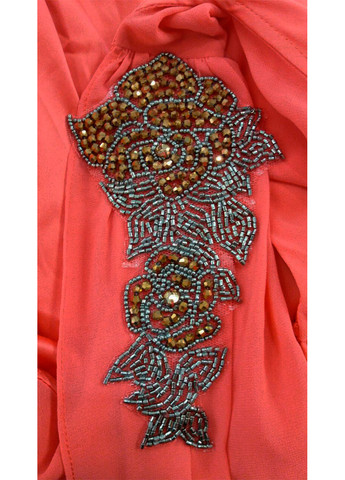 Коралловое праздничный женское шифоновое мини платье на одно плечо, с пышной юбкой, а-силуэт Little Mistress однотонное