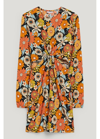Оранжевое кэжуал платье C&A с цветочным принтом