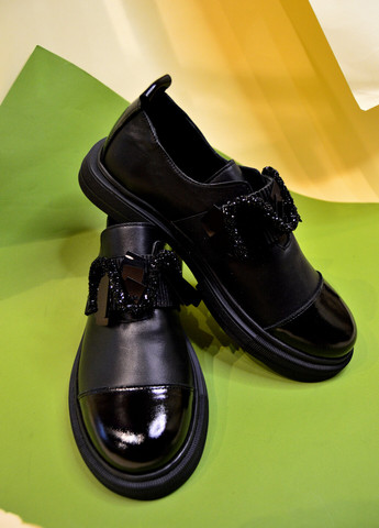 ботинки женские кожаные со змейкой стразов черный Magza