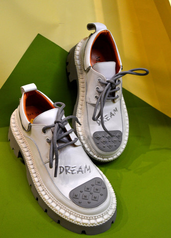 Черевики жіночі шкіряні з сірим декором Білий Magza (267495664)