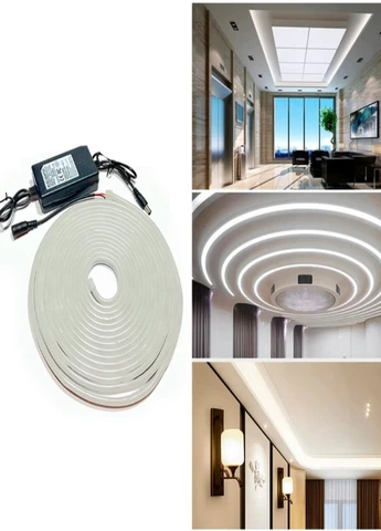 Гибкая неоновая лента LED NEON Белая 5M, силиконовая неоновая лента на потолок 12V-220V No Brand (267499266)