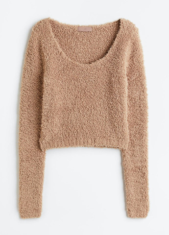 Бежевый зимний свитер укороченный H&M