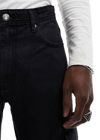 Черные демисезонные джинси з кишенями cargo 131603788 BLACK DTT