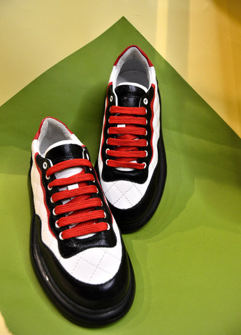 Кросівки жіночі чорна підошва червоні шнурки Білий Magza білі (267577902)