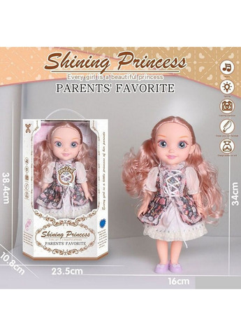 Кукла со звуком и светом с большими глазами, длинными волосами, в комплекте 16х6х34 см No Brand (267655829)
