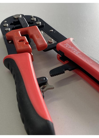 Клещи для обжима и зачистки проводов (RJ11/RJ12/RJ45) трещоточные TOPTUL (267659153)